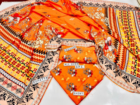 3PC Unstitched Printed Linen Bana Dora Design 29