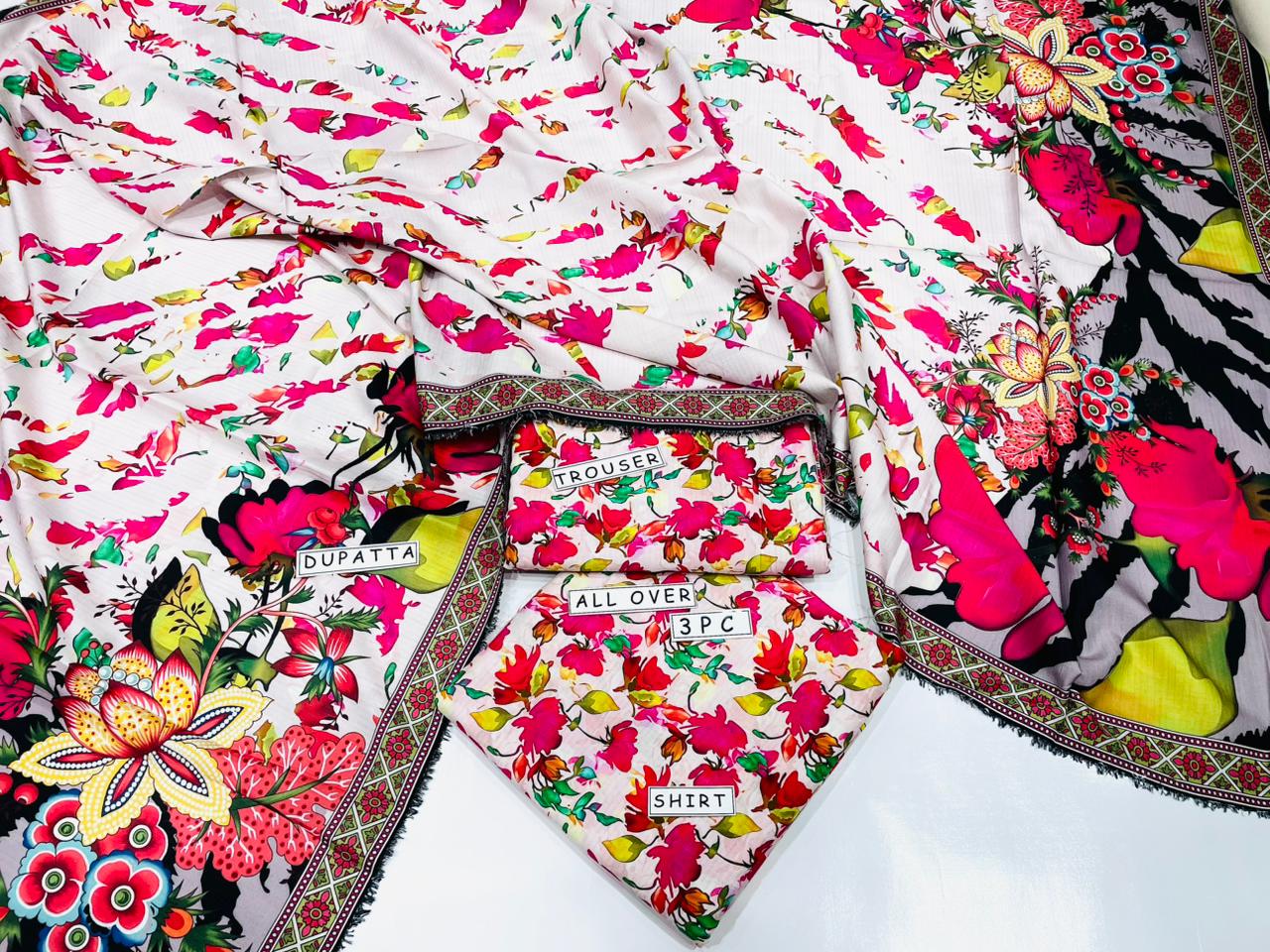 3PC Unstitched Printed Linen Bana Dora Design 30