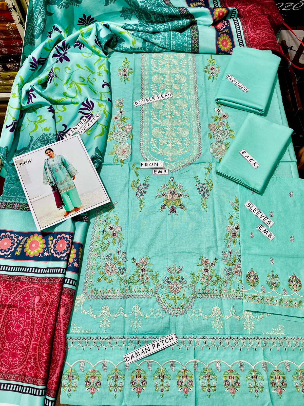 3PC KHADAR EMBROIDERY DRESS WITH PRINTED SHWAL DESIGN 03