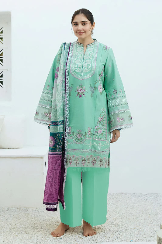 3PC KHADAR EMBROIDERY DRESS WITH PRINTED SHWAL DESIGN 03