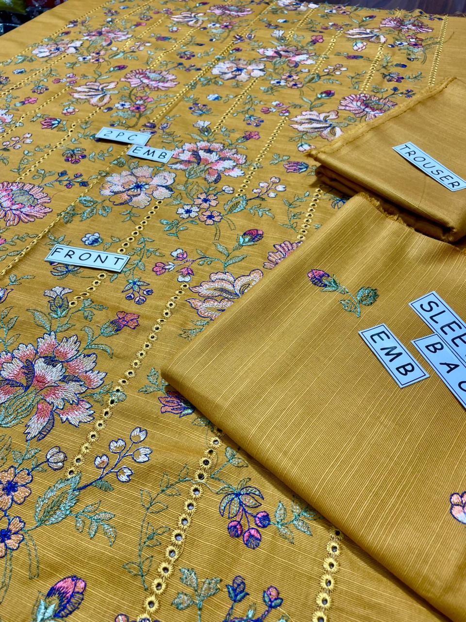 2-Piece Unstitched & Embroidered Khaddar Dress Design 09