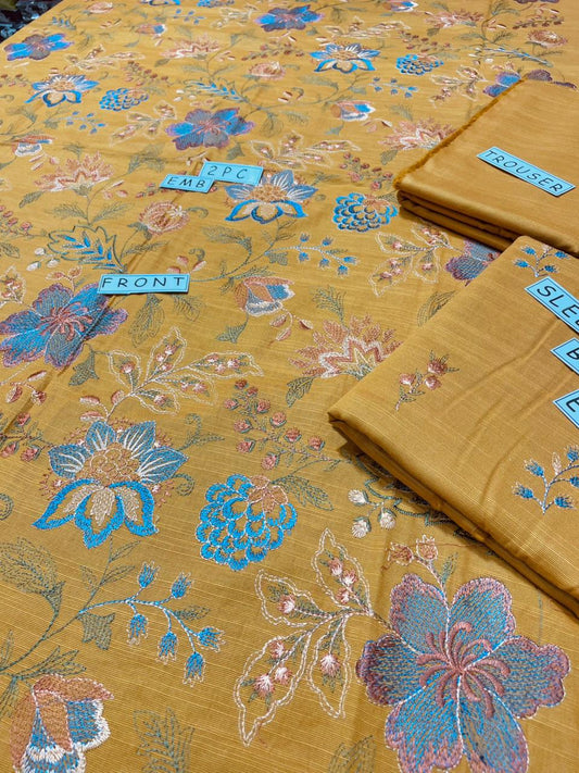 2-Piece Unstitched & Embroidered Khaddar Dress Design 10