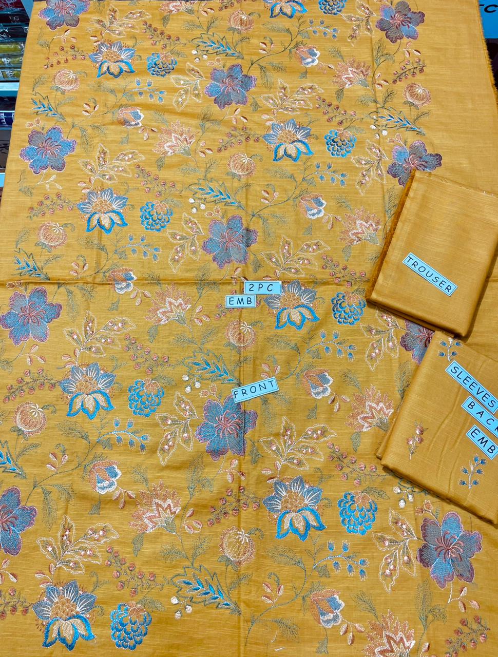 2-Piece Unstitched & Embroidered Khaddar Dress Design 10