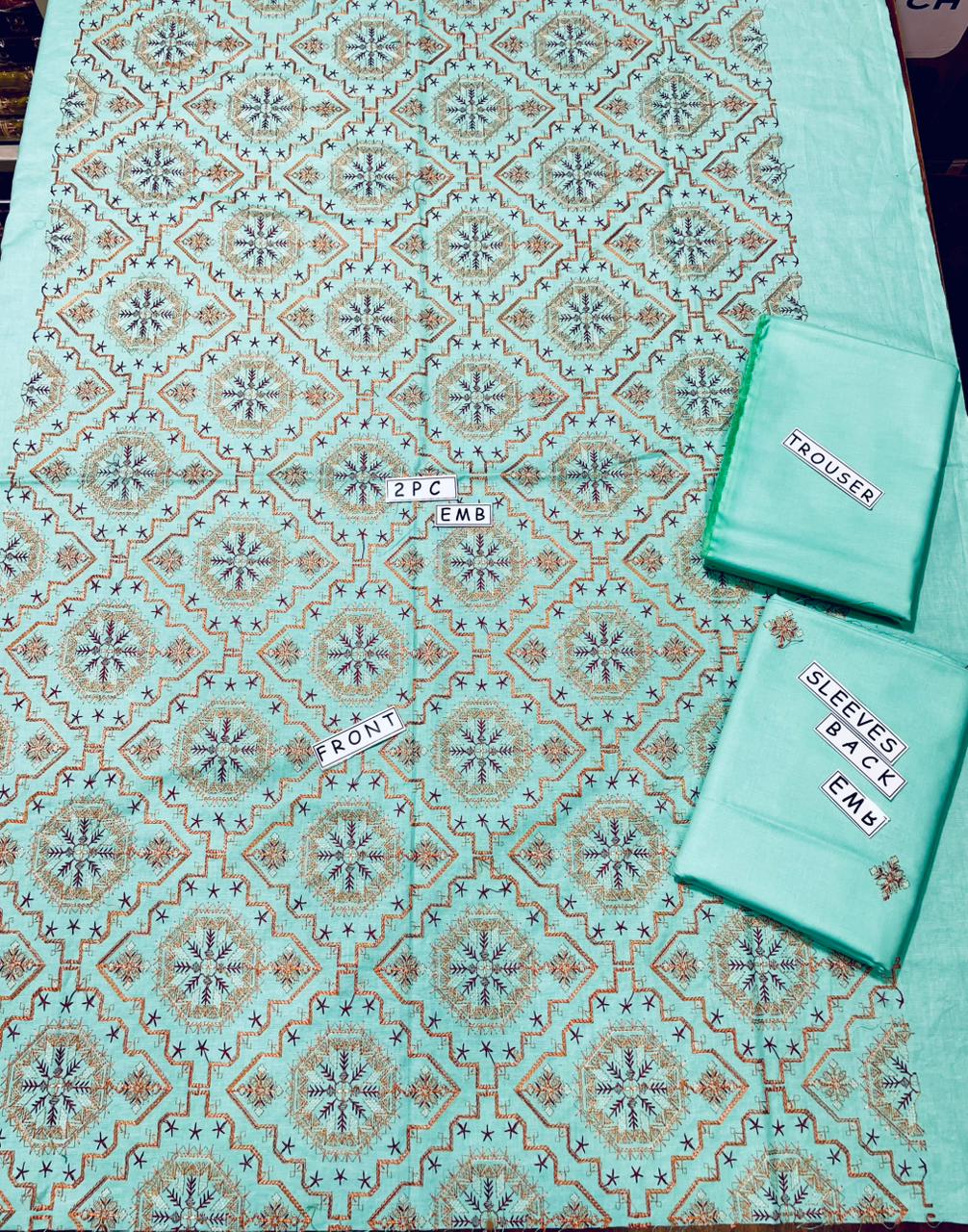 2-Piece Unstitched & Embroidered Khaddar Dress Design 08