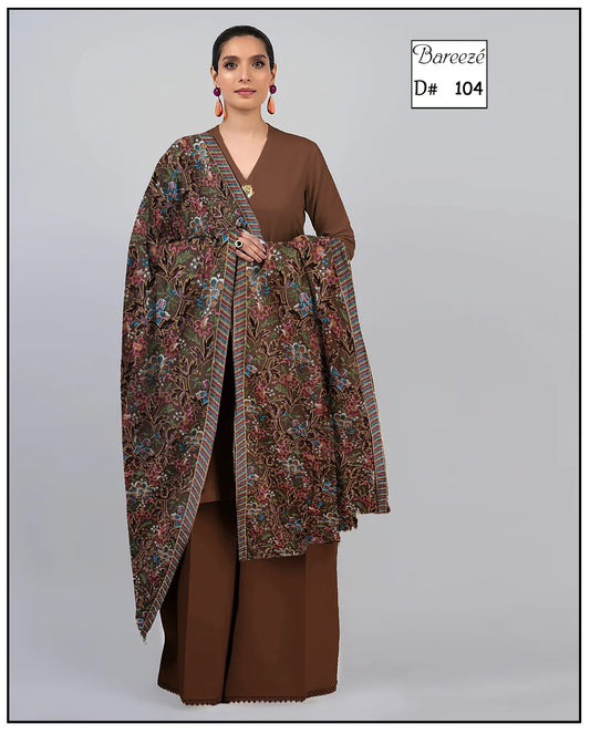 Karandi 3-Piece Unstitched Suit BAREEZA style with lazar cut shawl  Design 01
