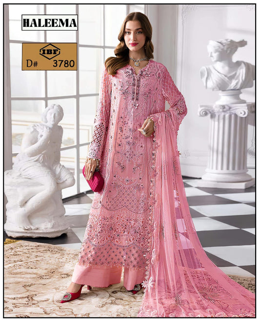 HALEEMA Unstitched 3PC Viscose Embroidered DRESS 03