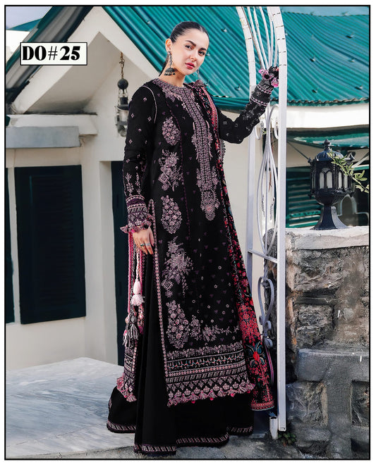 3PC KHADAR EMBROIDERY DRESS WITH PRINTED SHWAL DESIGN 11