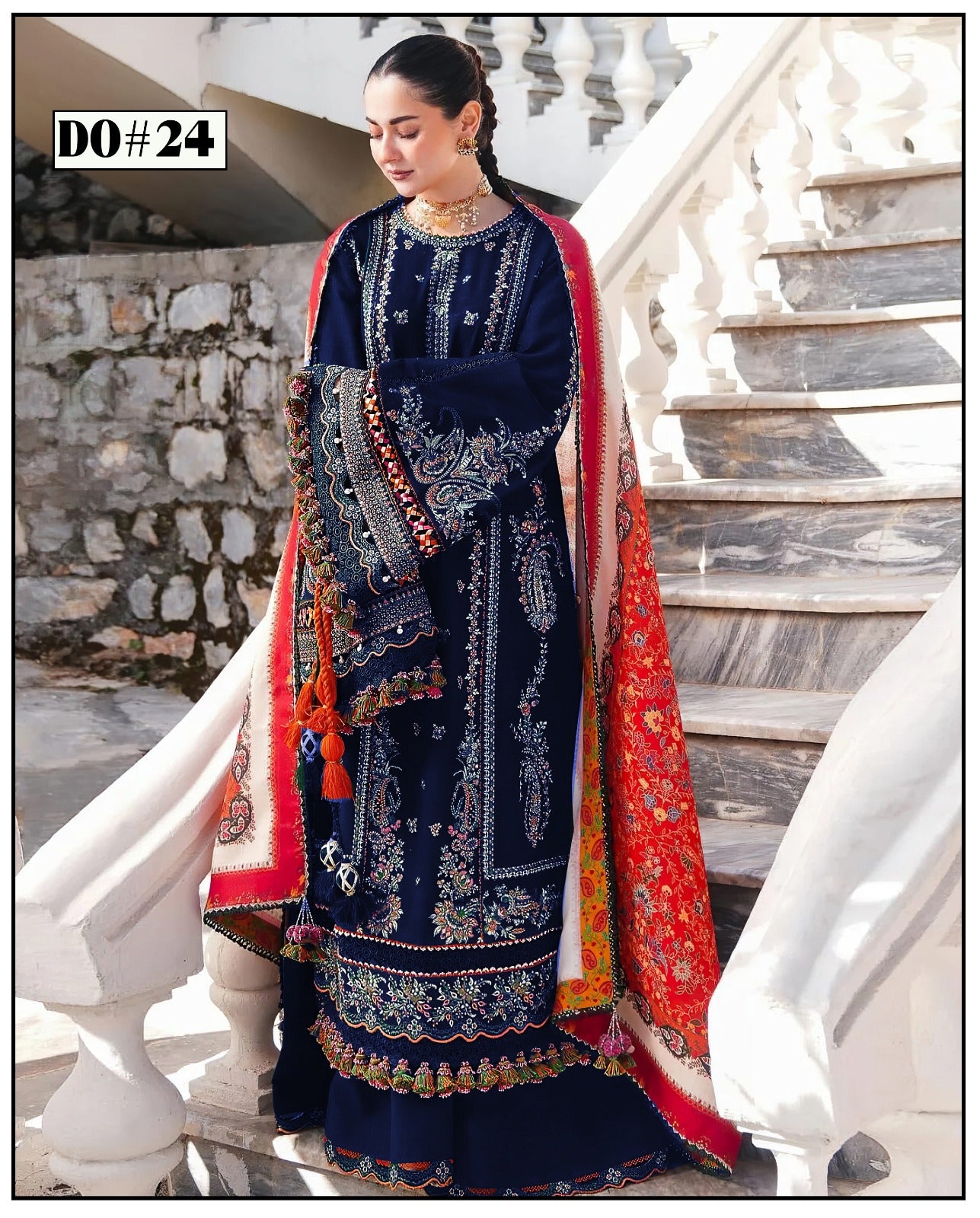 3PC KHADAR EMBROIDERY DRESS WITH PRINTED SHWAL DESIGN 12