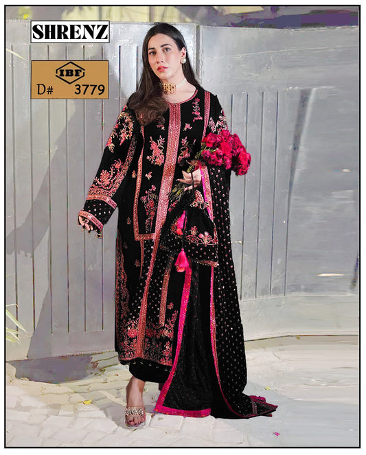 Jazmin Luxury Velvet Embroidered WITH VELVET SHWAL  Formal 3 Piece Dress Unstitched 002