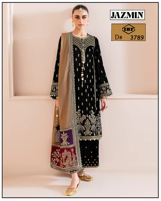 Jazmin Luxury Velvet Embroidered WITH VELVET SHWAL Formal 3 Piece Dress Unstitched 004