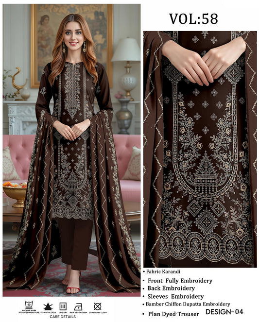 Karandi 3 Piece Unstitched Suit Six Colours available Design 09