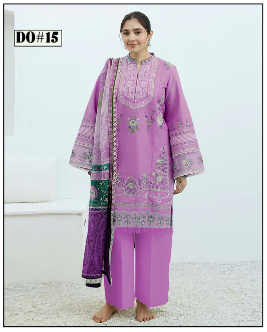 Khaddar 3 Piece Embroidery Dress Design 07