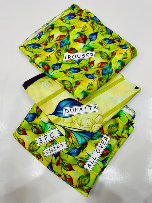 3PC Unstitched Printed Linen Bana Dora Design 17