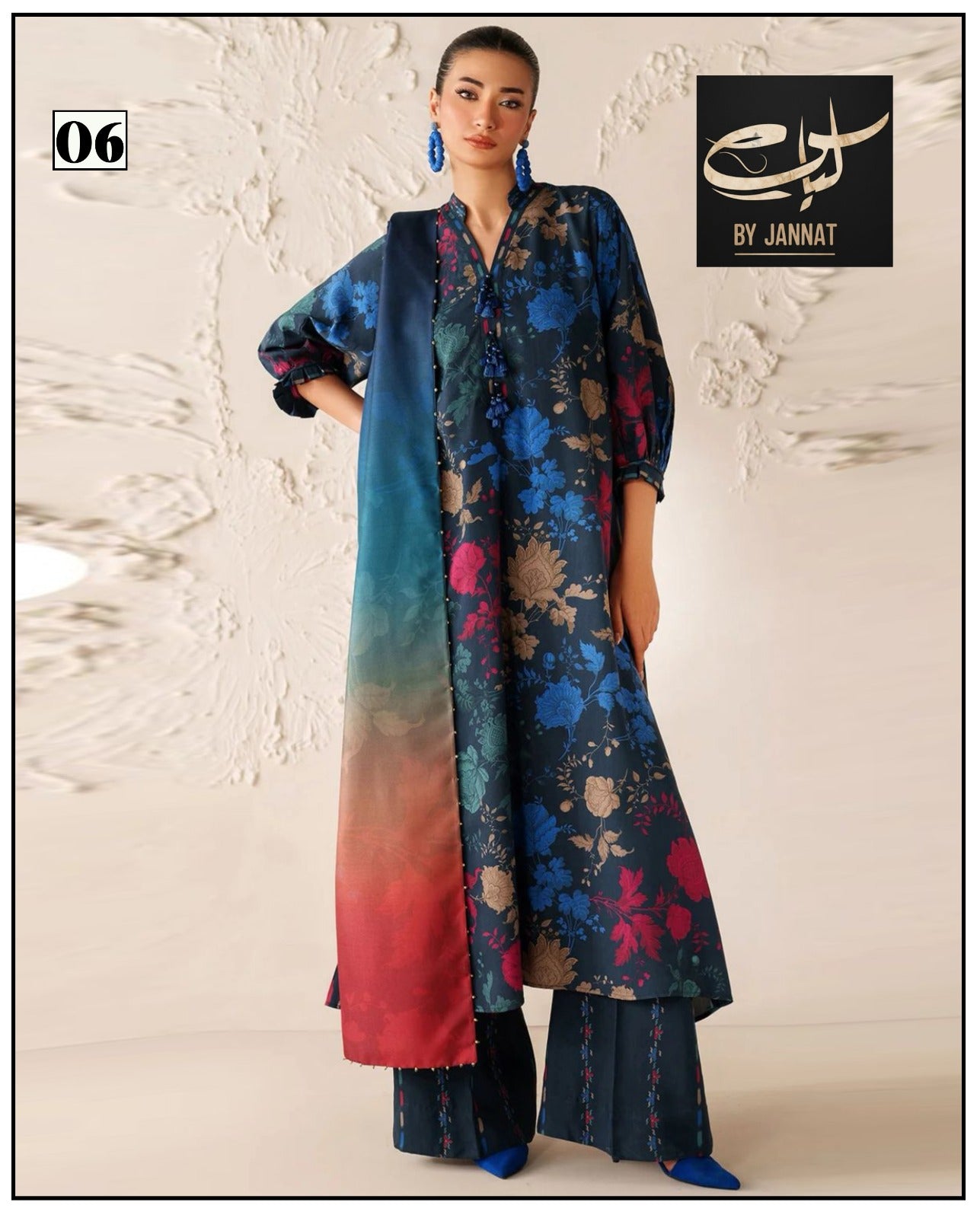 3PC Unstitched Printed Linen Bana Dora Dress  Baroque Design-04