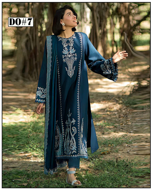 Khaddar 3 Piece Embroidery  Dress Design 07