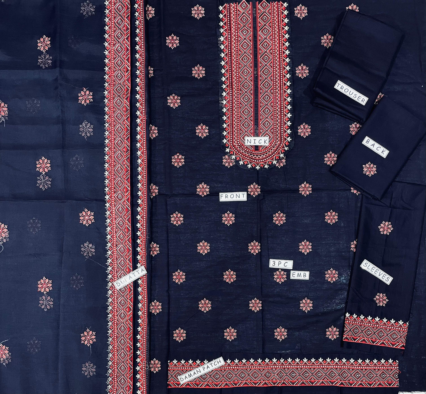 Khaddar 3 Piece Embroidery  Dress Design 08