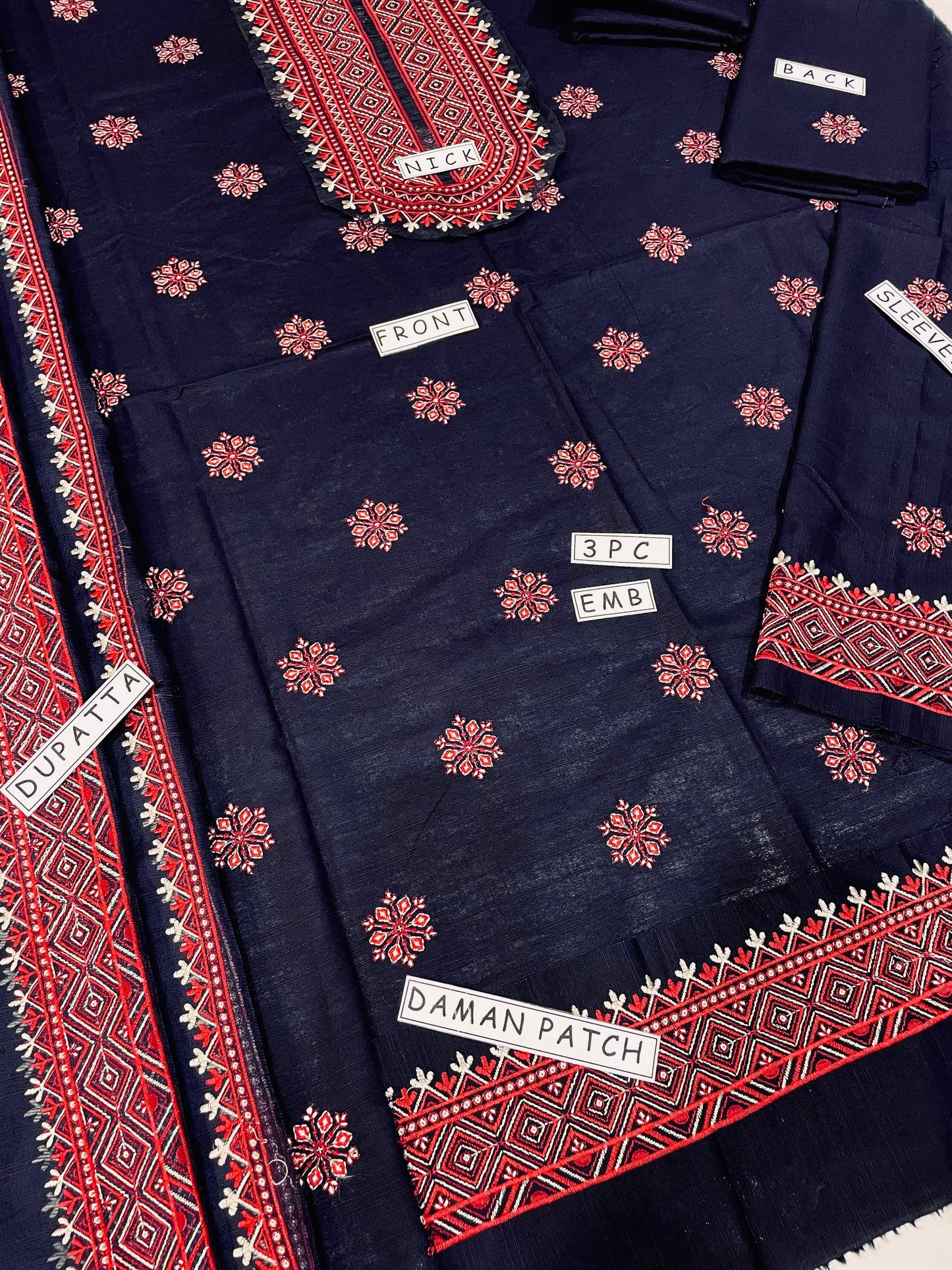 Khaddar 3 Piece Embroidery  Dress Design 08