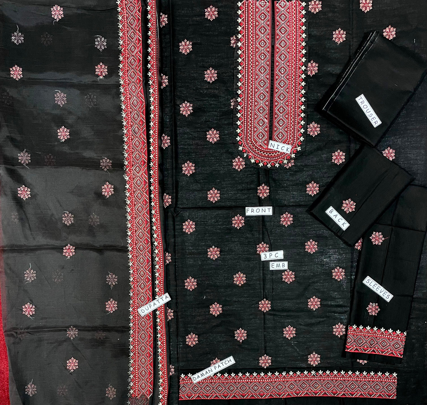 Khaddar 3 Piece Embroidery  Dress Design 08