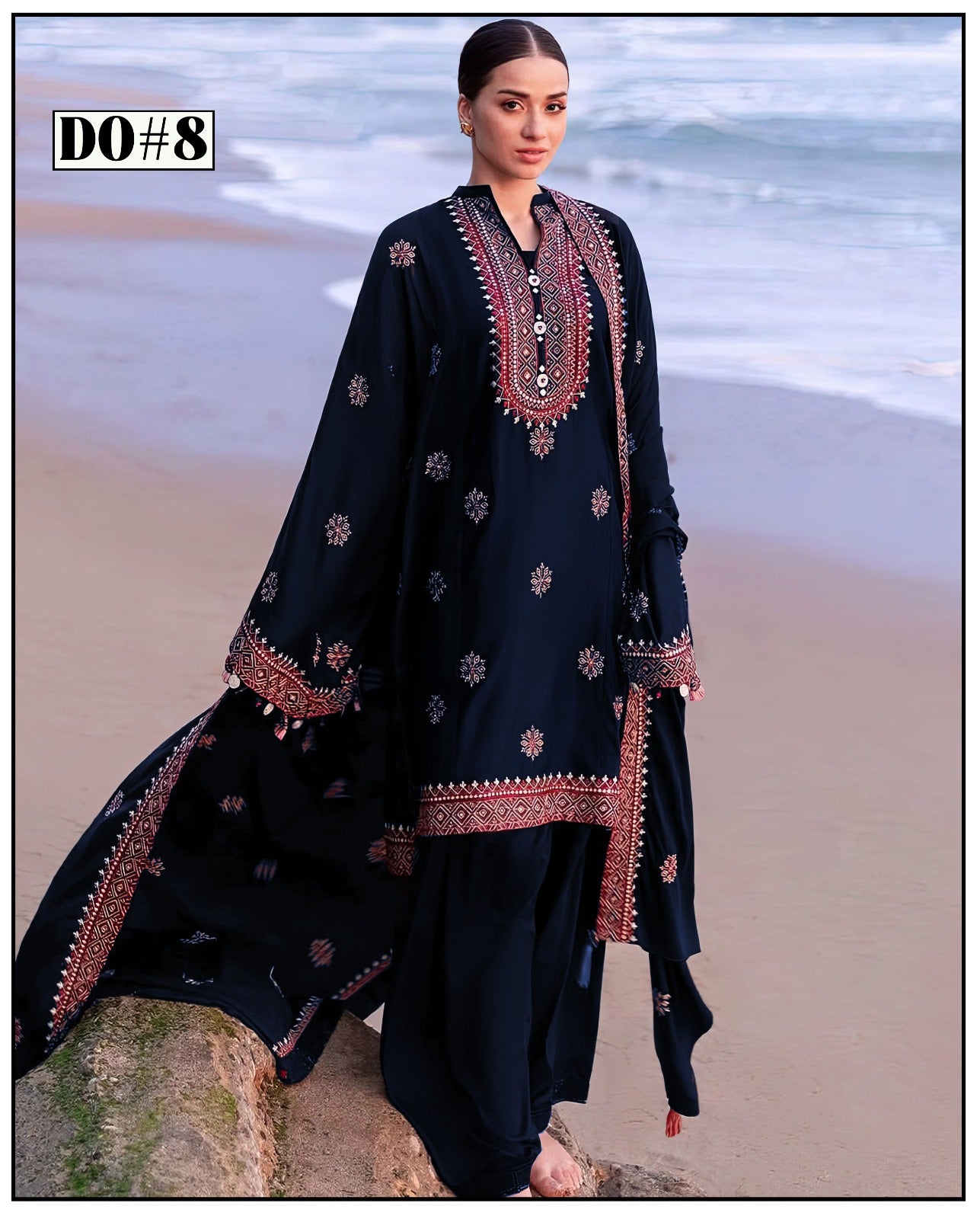 Khaddar 3 Piece Embroidery  Dress Design 08