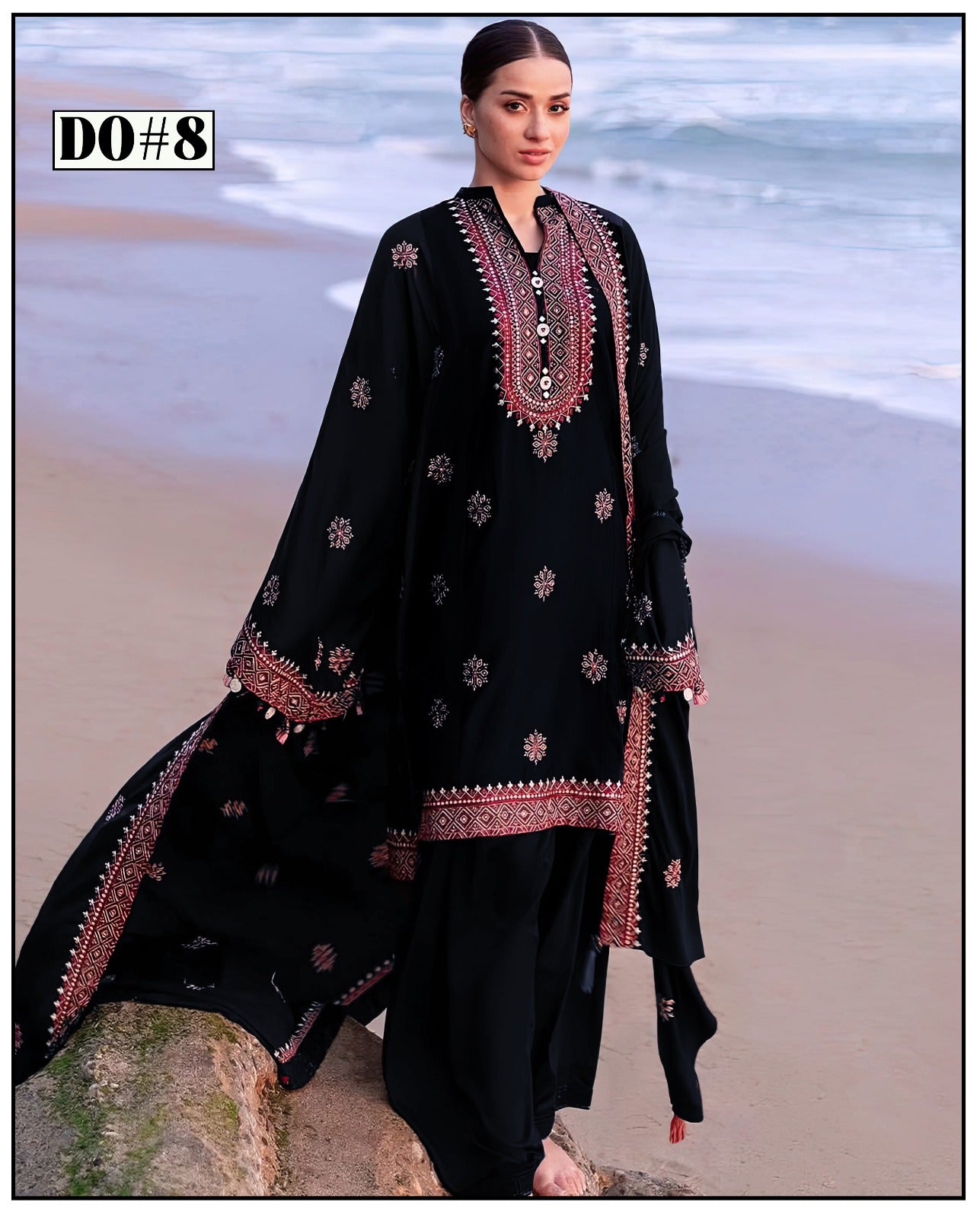 Khaddar 3 Piece Embroidery  Dress Design 08