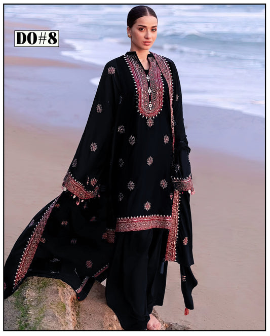 Khaddar 3 Piece Embroidery  Dress Design 08