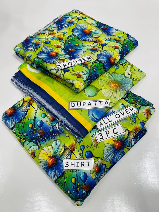 3PC Unstitched Printed Linen Bana Dora Design 03