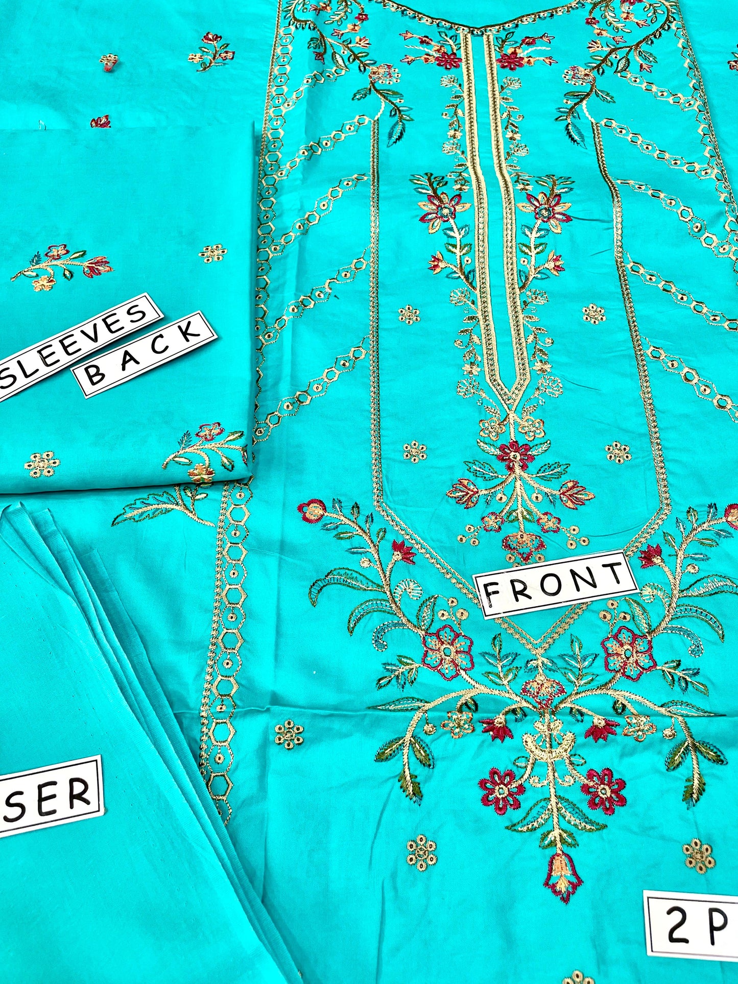 2PC Unstitched Cambric Cotton Suit Design 09