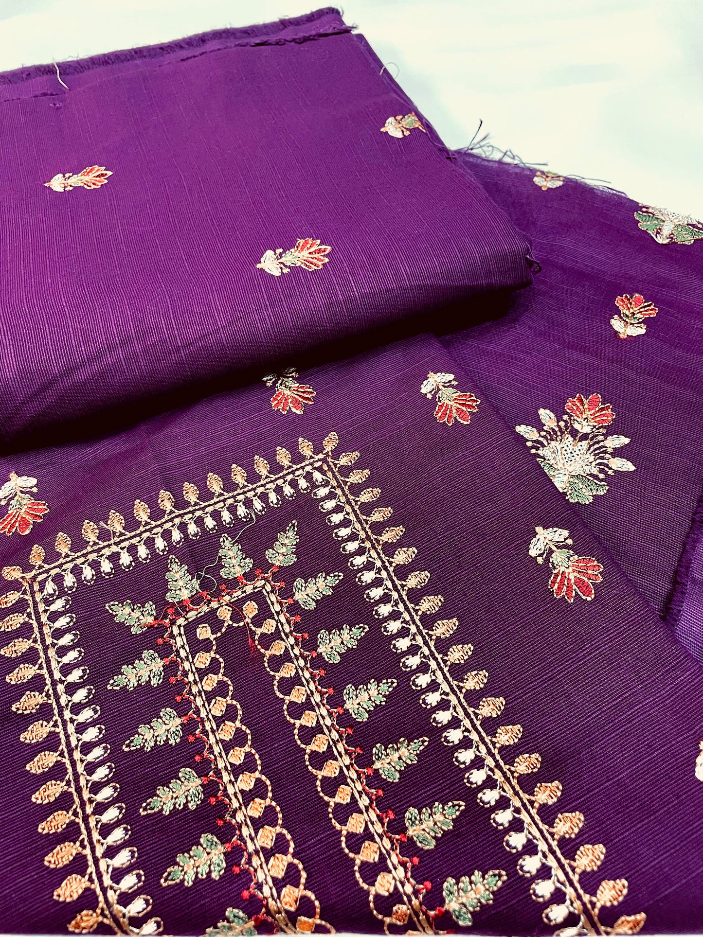 2-Piece Unstitched & Embroidered Khaddar Dress Design 05