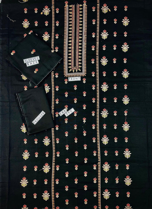 2-Piece Unstitched & Embroidered Khaddar Dress Design 05